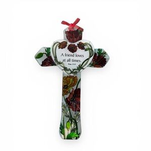 Vintage 2003 Joan Baker Designs Stained Glass Cross Home Decor